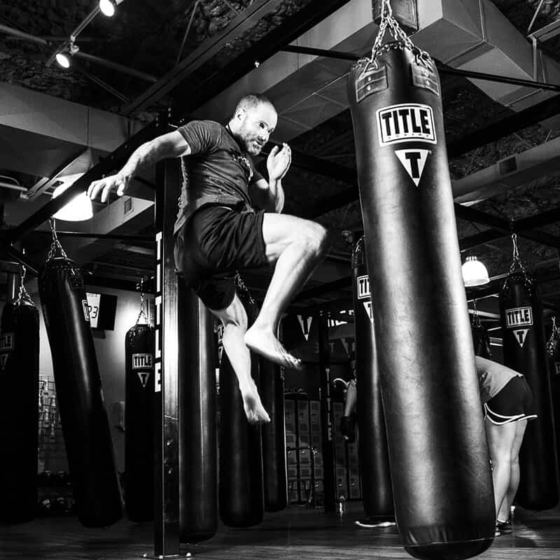 Mixed Martial Arts Lessons for Adults in Rainier WA - Flying Knee Black and White MMA